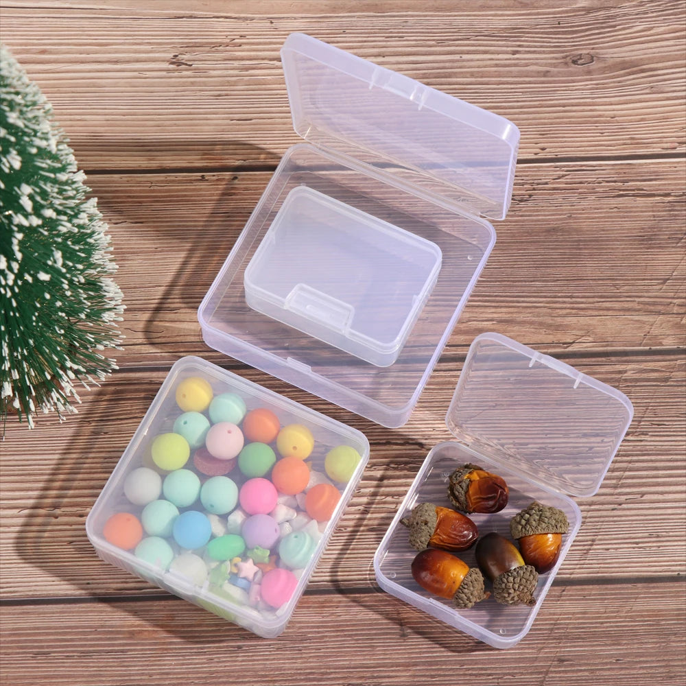 Multi Sizes Transparent Storage Box Square Small Items Case Jewelry Beads Container Fishing Tools Box Sundries Organizer Case