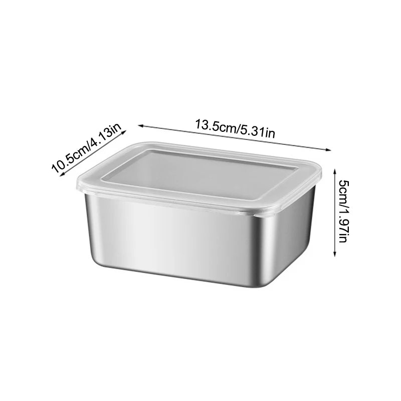 Storage Containers, Stainless Steel Fresh-keeping Box With Lid, Leak Proof And Stackable Food Sealed Box, For Camping