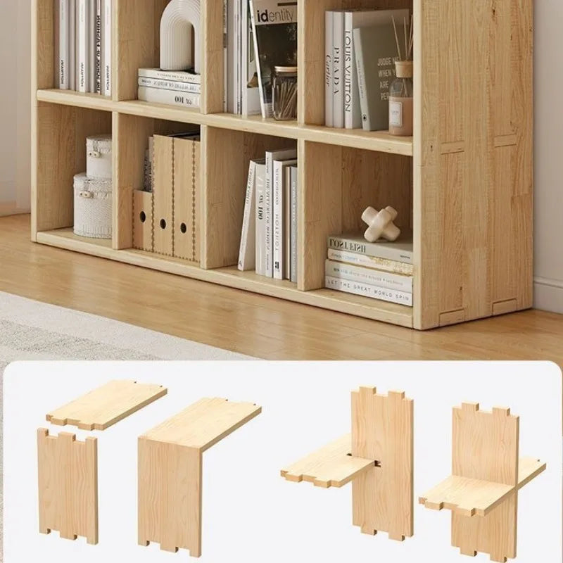 Solid Wood Floor-standing Storage Holders Unpainted Kindergarten Living Room Rack Strong Load-bearing Simple Modern Home Storage