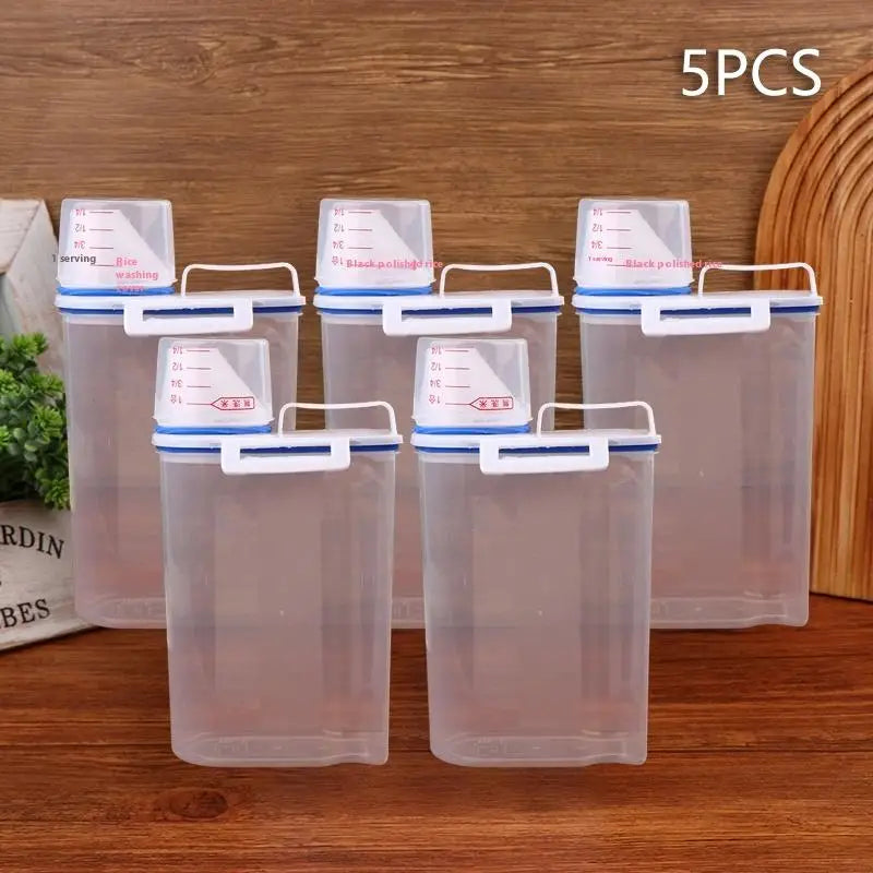 1/3/5PCS Moisture-Proof Grain Storage Jar Sealed Rice Bucket Pet Food Container Set Kitchen Storage Box For Dry Goods