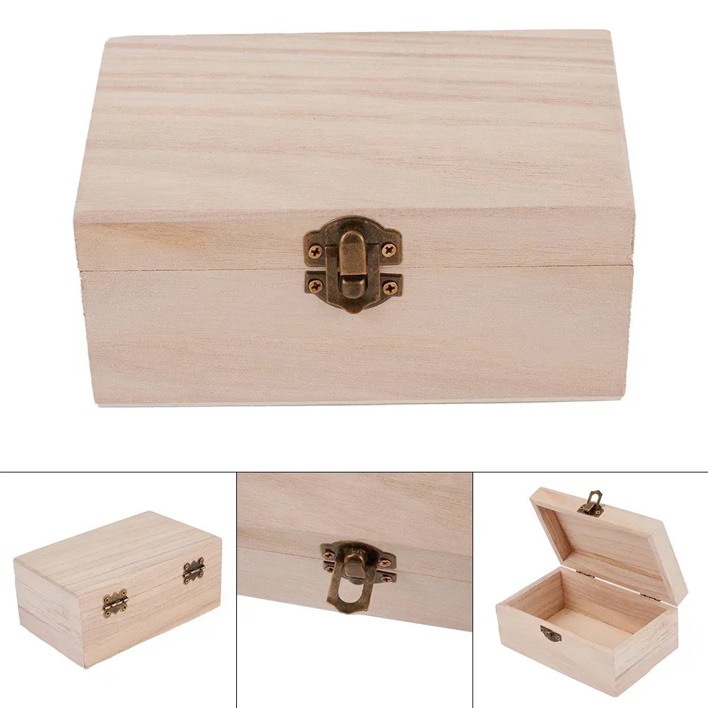 Plain Wooden Square Hinged Storage Boxes Craft Gift Box For Jewelry Case Box Home Sundries Storage Container Christmas Candy Box