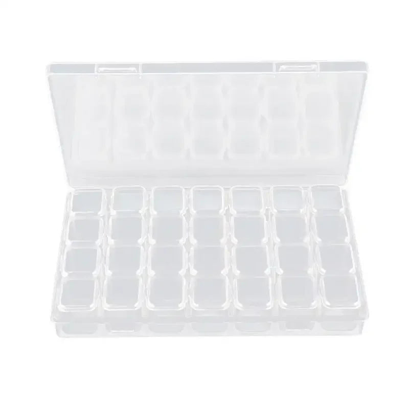 Clear Storage Box 28 Grids Separate Slots Jewelry Beads Nail Art Rhinestones Organizer Display Case for Craft Tools