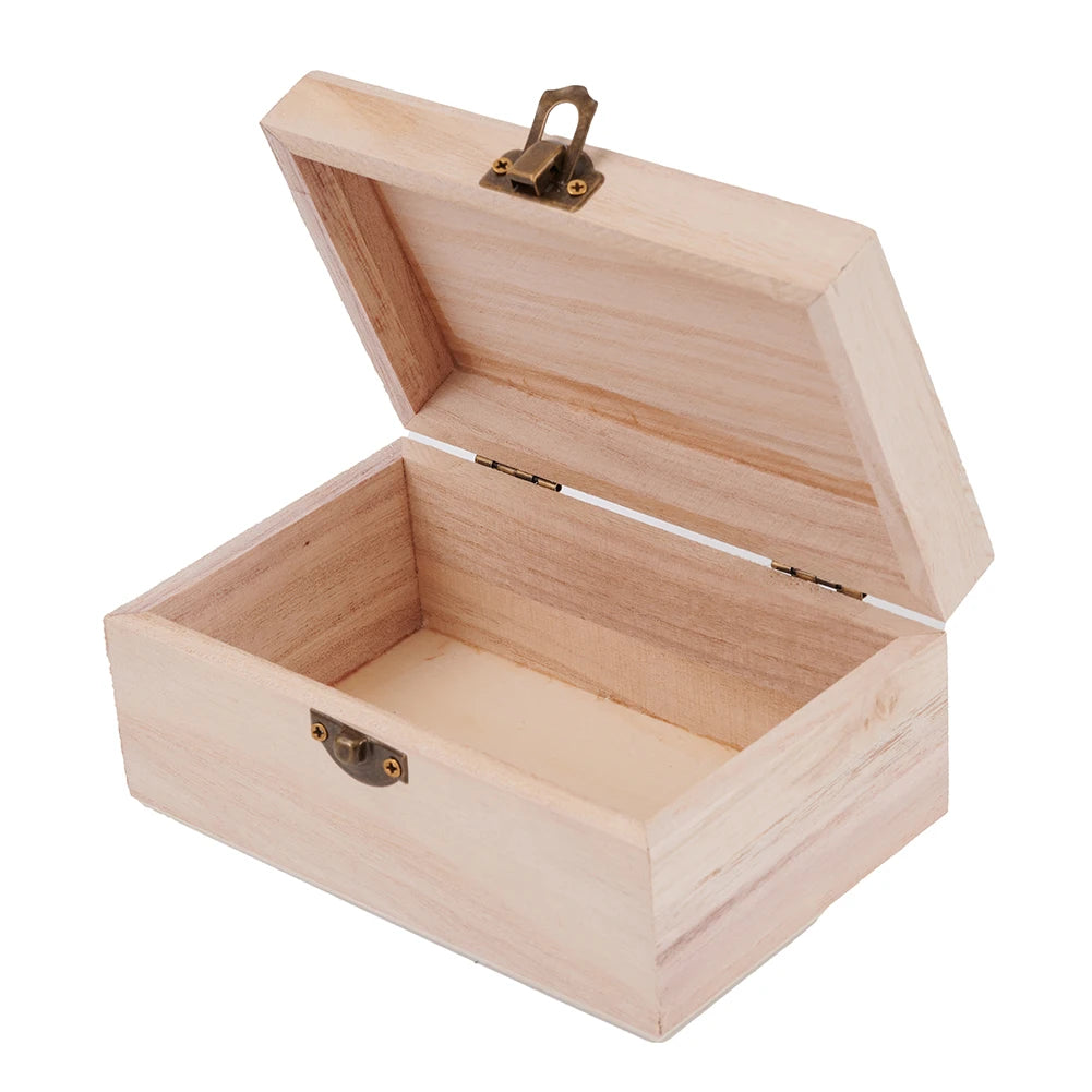 Plain Wooden Square Hinged Storage Boxes Craft Gift Box For Jewelry Case Box Home Sundries Storage Container Christmas Candy Box