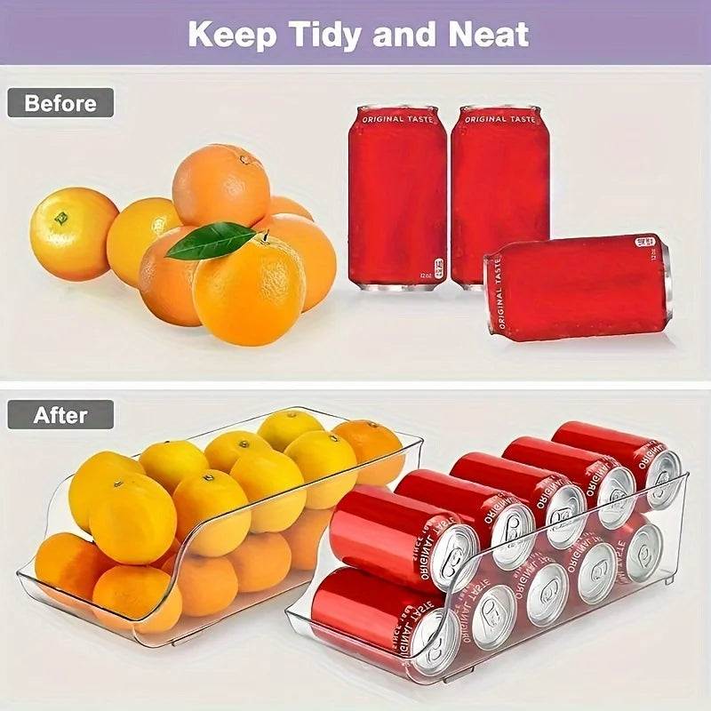 Household Refrigerator Storage Box, Kitchen Refrigerator Large Capacity Stacked Storage Rack, Organizing Water, Snacks, and Cans
