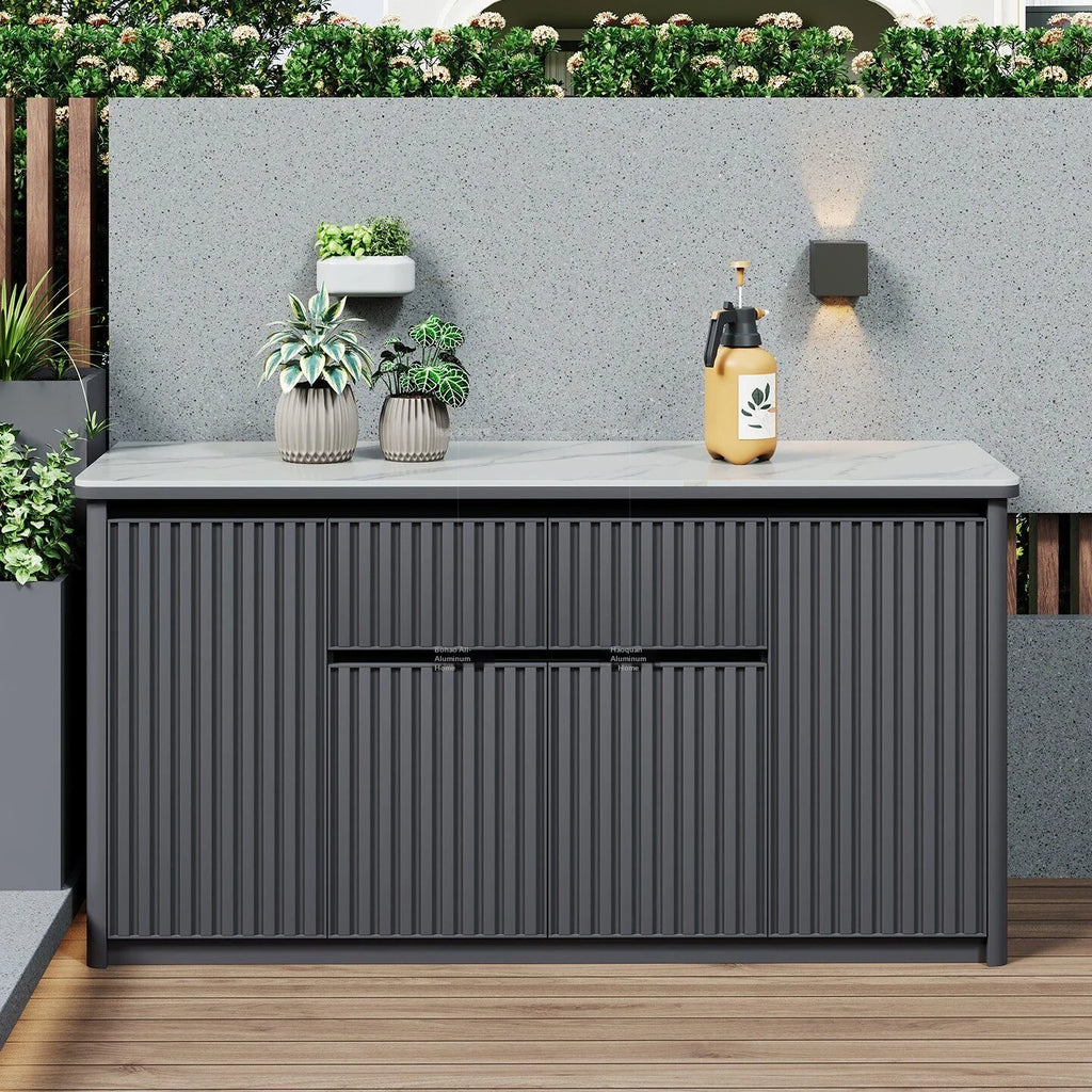 Outdoor aluminum alloy storage cabinet for balconies, patios, waterproof and sun-proof, suitable for storing miscellaneous items
