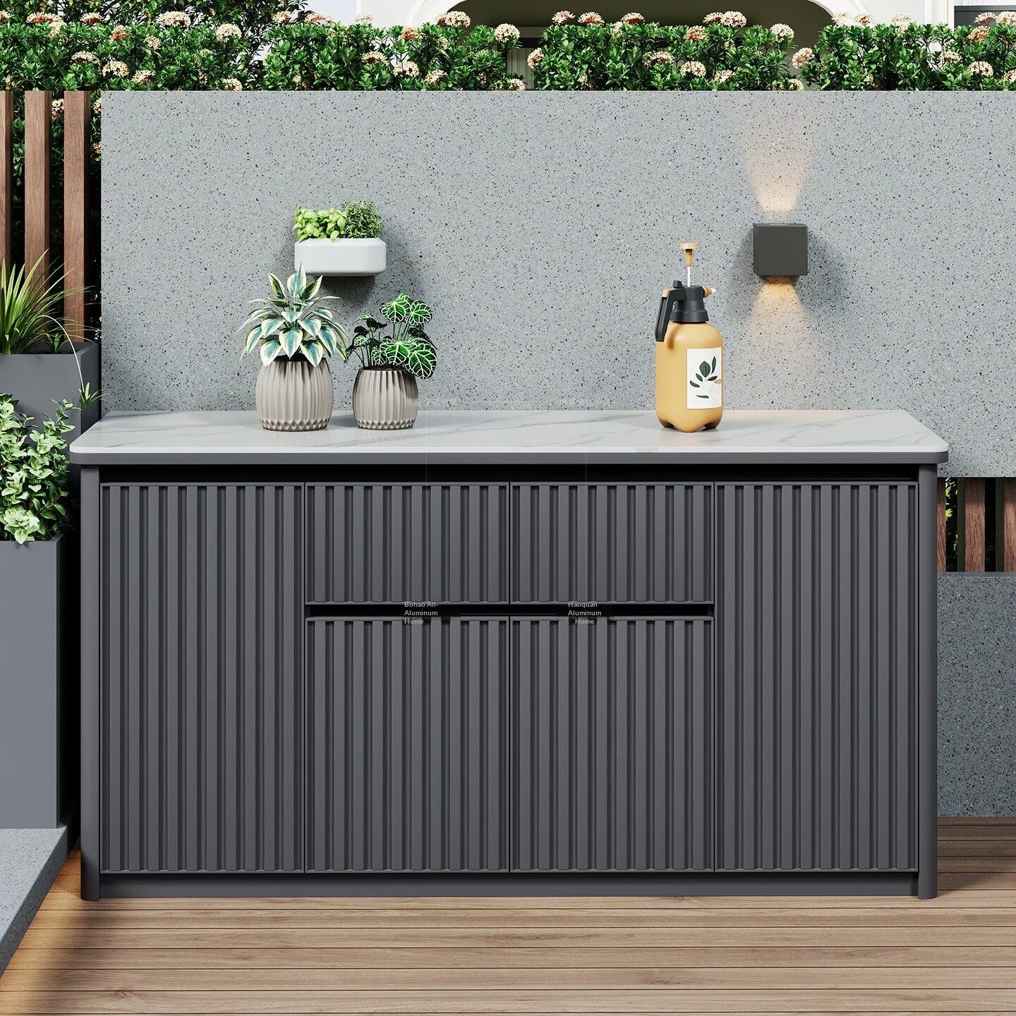 Outdoor aluminum alloy storage cabinet for balconies, patios, waterproof and sun-proof, suitable for storing miscellaneous items