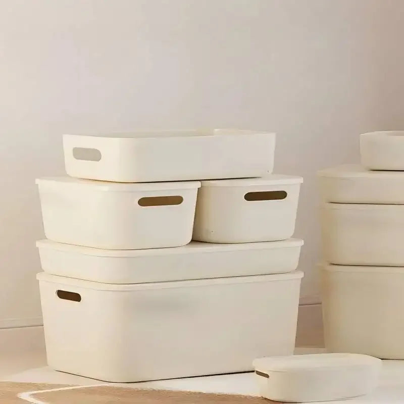 Ins Style Storage Box with Lid Dustproof Cosmetics Clothing Grocery Storage Bedroom Dormitory Storage Box Toy