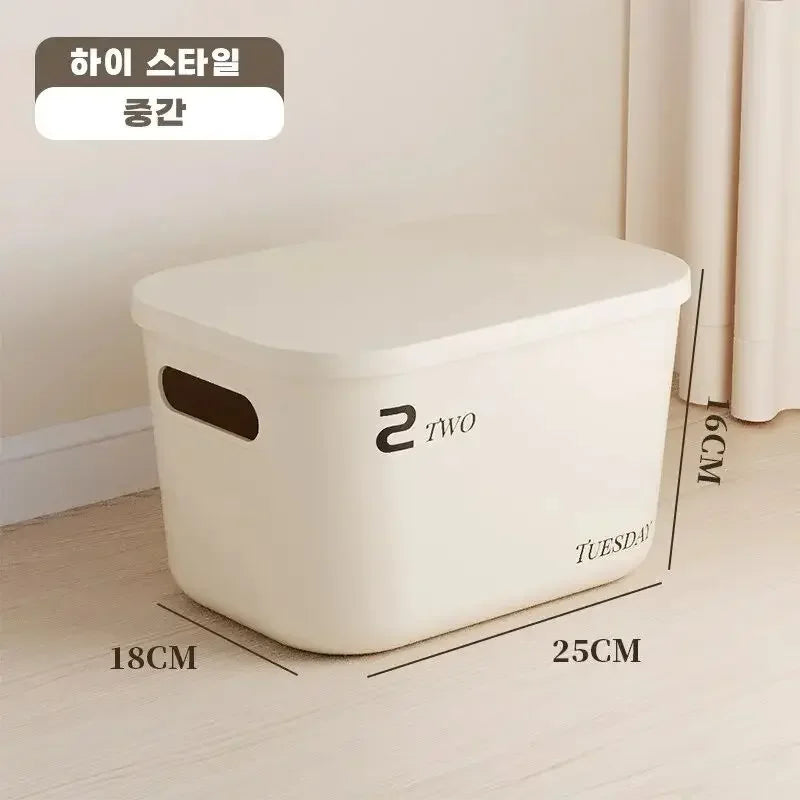 Ins Style Storage Box with Lid Dustproof Cosmetics Clothing Grocery Storage Bedroom Dormitory Storage Box Toy