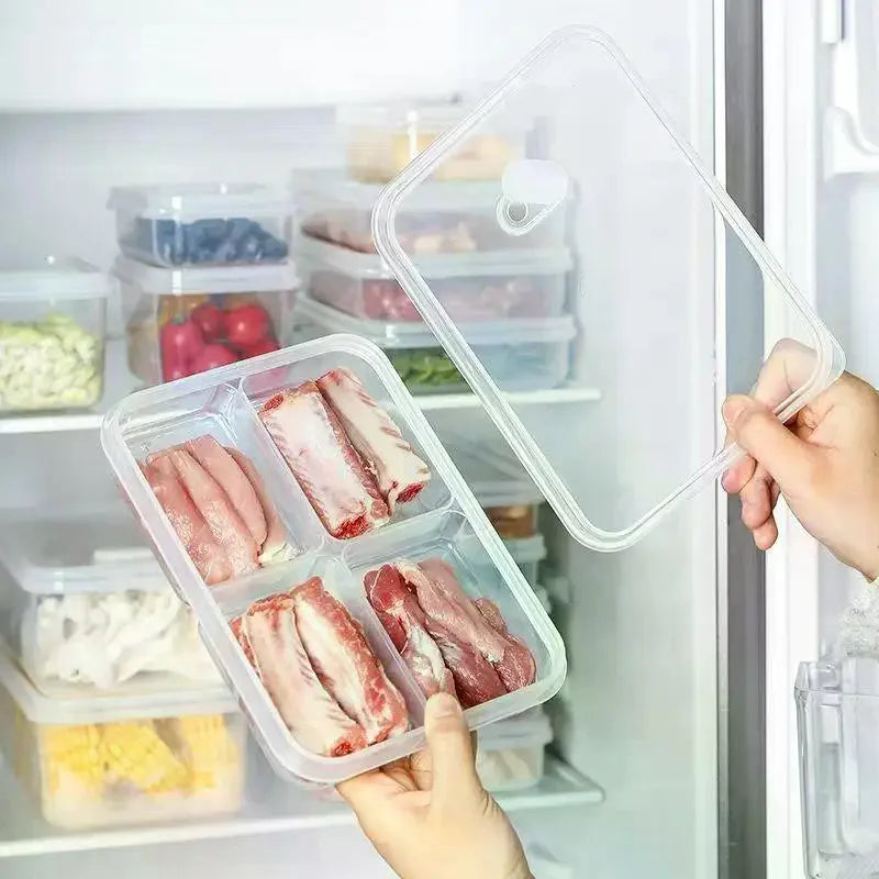 Refrigerator Storage Box Packed Meal Crisper Food Grade Sealed Food Meat 2/4/6 Compartment Refrigerated Storage Box