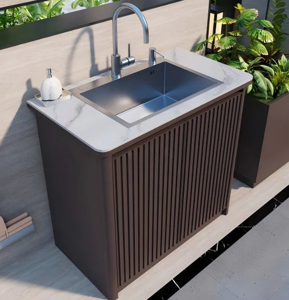 Outdoor aluminum alloy storage cabinet for balconies, patios, waterproof and sun-proof, suitable for storing miscellaneous items