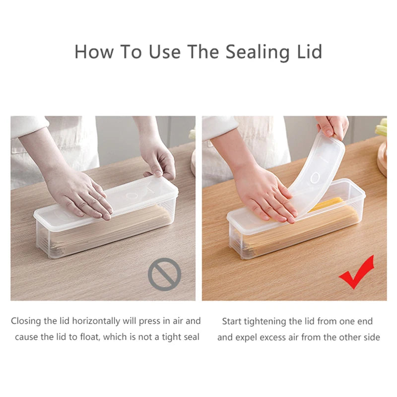Noodle Storage Box Plastic Spaghetti Preservation Box Food Holder Fresh-keeping Sealed Green Oonion Container Box Kitchen Fridge