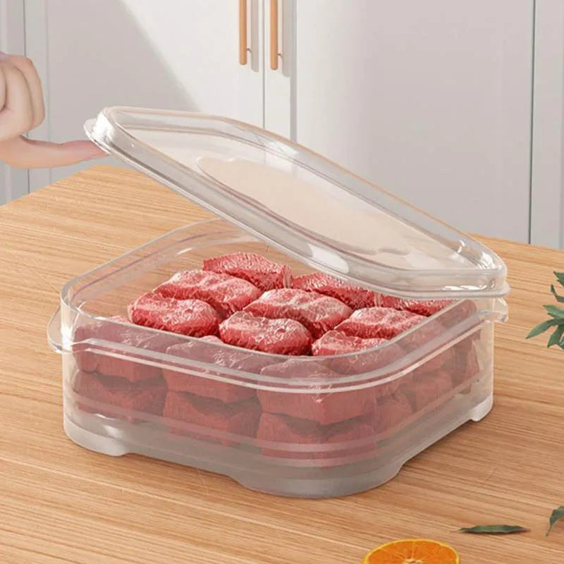 Food Fresh Box with Lid Refrigerator Storage Box Meat Vegetable Sealed Container Ginger Garlic Sub-Packed Boxes Kitchen Supplies