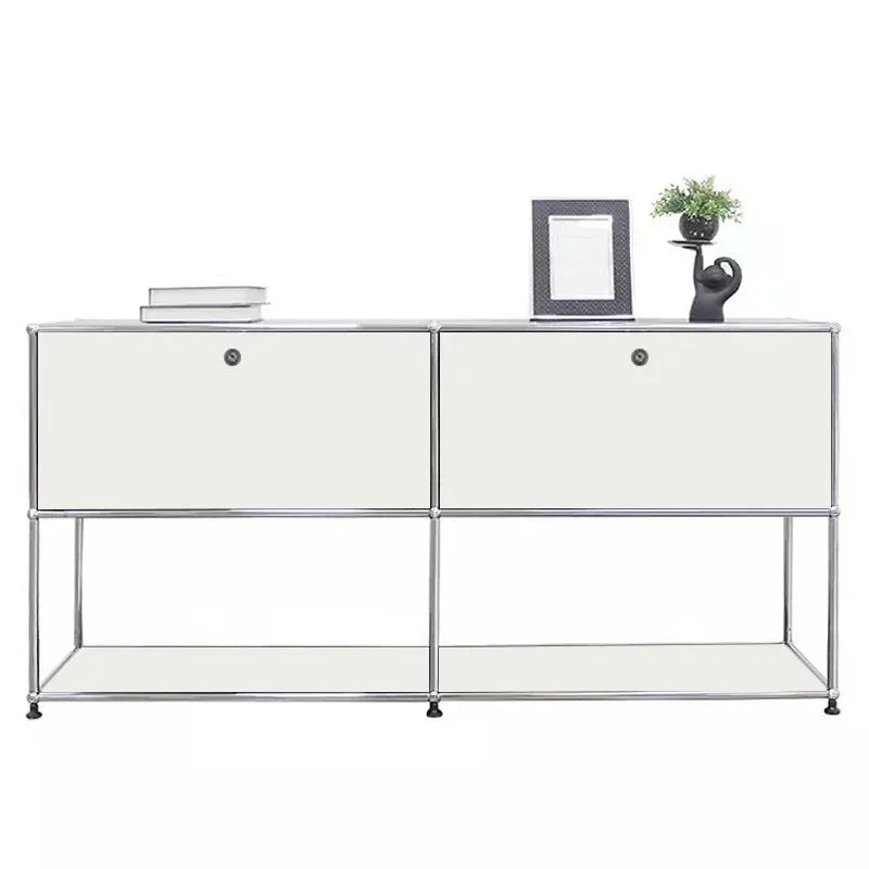 Storage Cabinet Sideboards Cabinet Shelf Module Modular DIY TV Stand Living Room Furniture Stainless Steel Vintage Frame