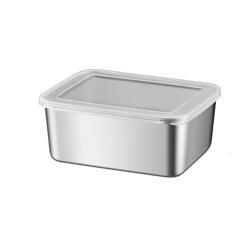 Storage Containers, Stainless Steel Fresh-keeping Box With Lid, Leak Proof And Stackable Food Sealed Box, For Camping