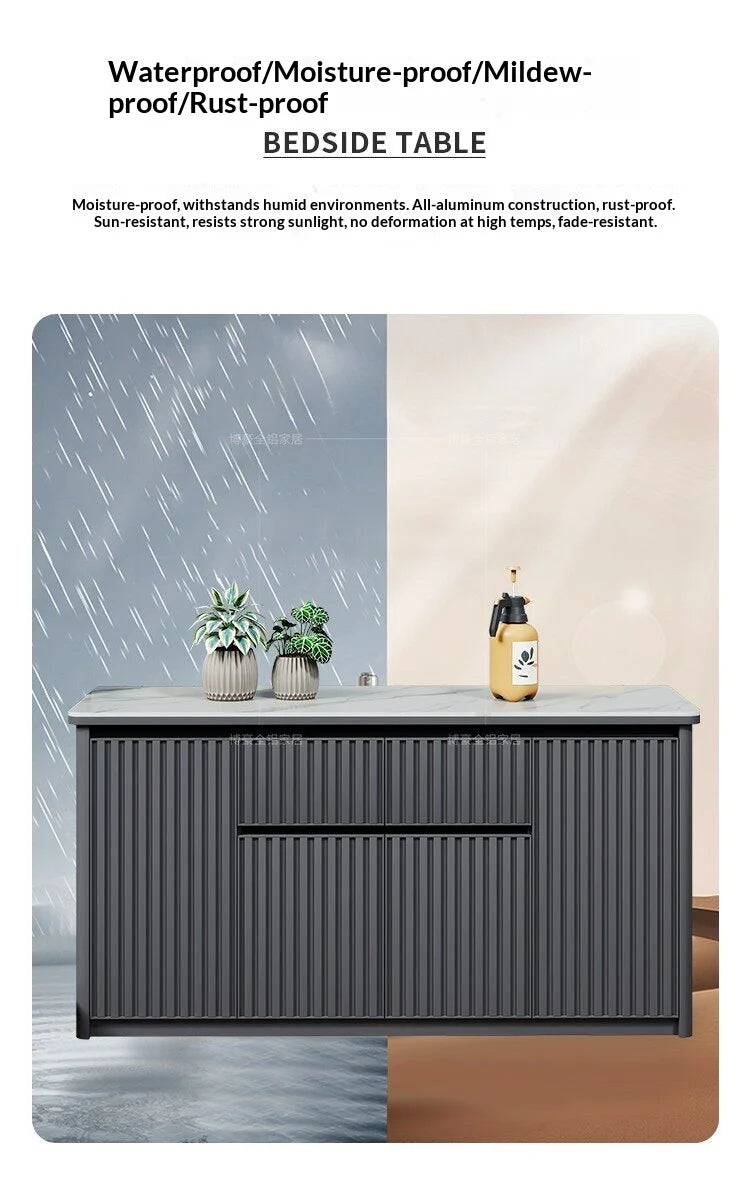Outdoor aluminum alloy storage cabinet for balconies, patios, waterproof and sun-proof, suitable for storing miscellaneous items