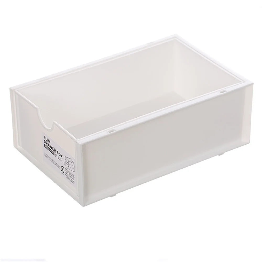 Desktop storage boxes, cosmetics storage, and office stationery storage cabinets can be stacked and combined for drawer storage