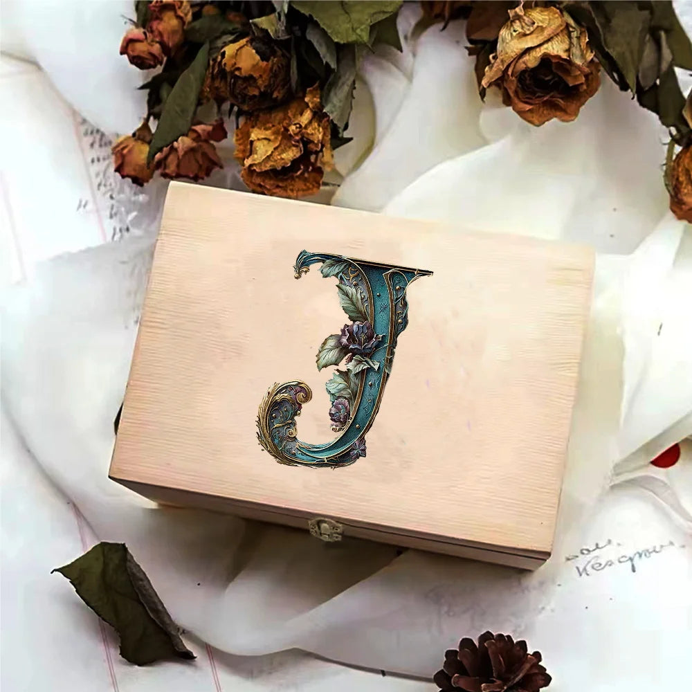 Desktop Wooden Storage Box Higher Quality Gifts Packing Jewelry Case Retro Wooden Storage Organizer Graphic Letter Pattern