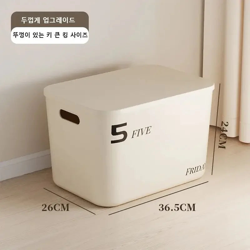 Ins Style Storage Box with Lid Dustproof Cosmetics Clothing Grocery Storage Bedroom Dormitory Storage Box Toy