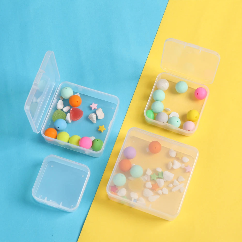 Multi Sizes Transparent Storage Box Square Small Items Case Jewelry Beads Container Fishing Tools Box Sundries Organizer Case