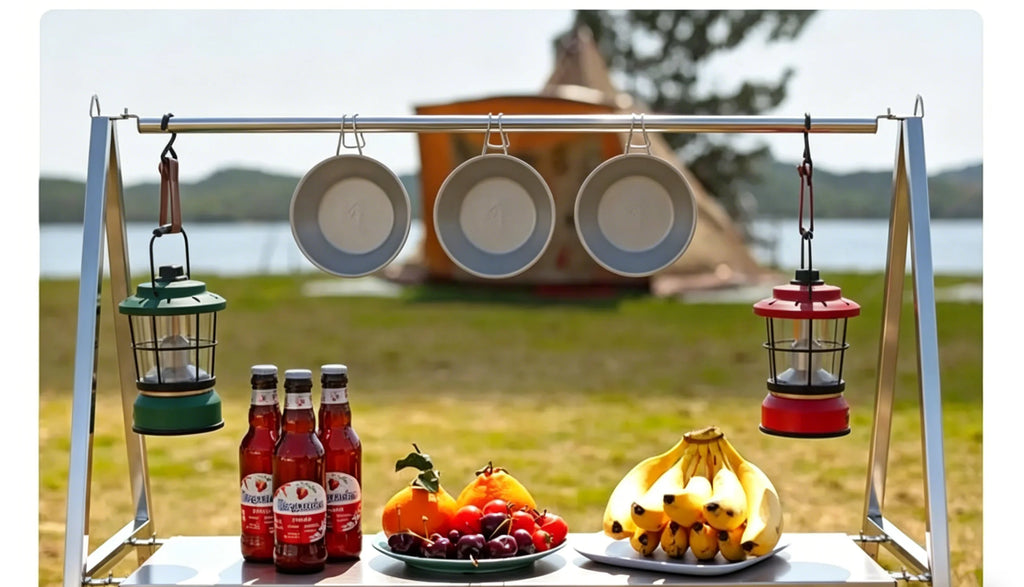 Outdoor Camping Storage Shelf Portable Folding Shelf Storage Rack Garden Stainless Steel Stand