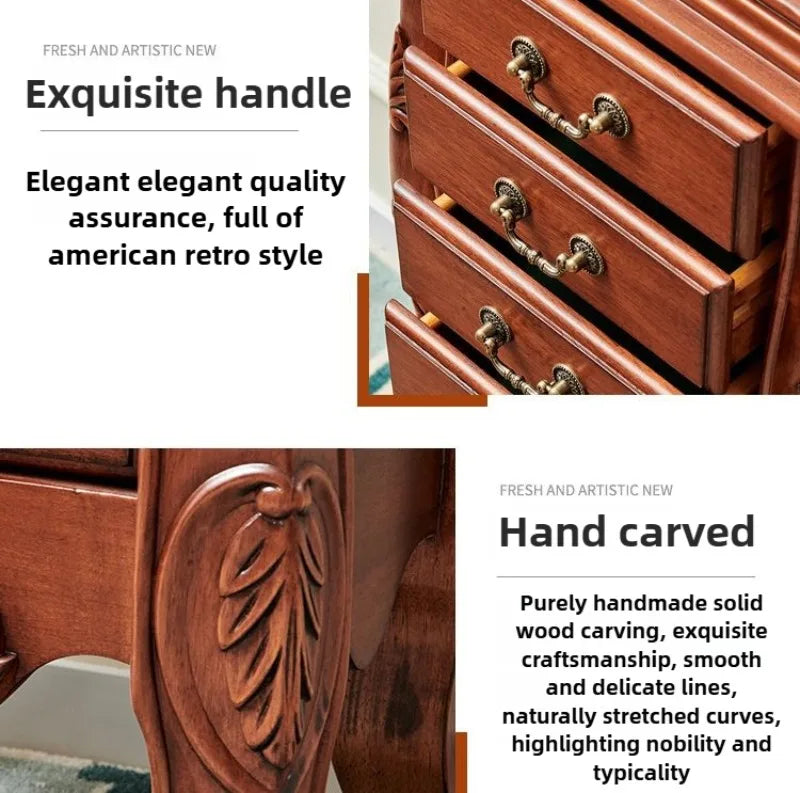Solid Wood Storage Jewelry Cabinet Mirror Organizer Living Room Drawers Jewelry Cabinet Bucket Retro Luxury Bedroom Furniture