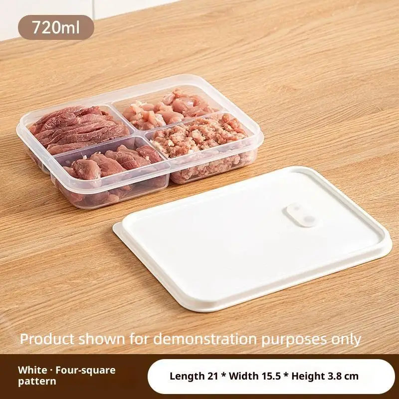 Refrigerator Storage Box Packed Meal Crisper Food Grade Sealed Food Meat 2/4/6 Compartment Refrigerated Storage Box