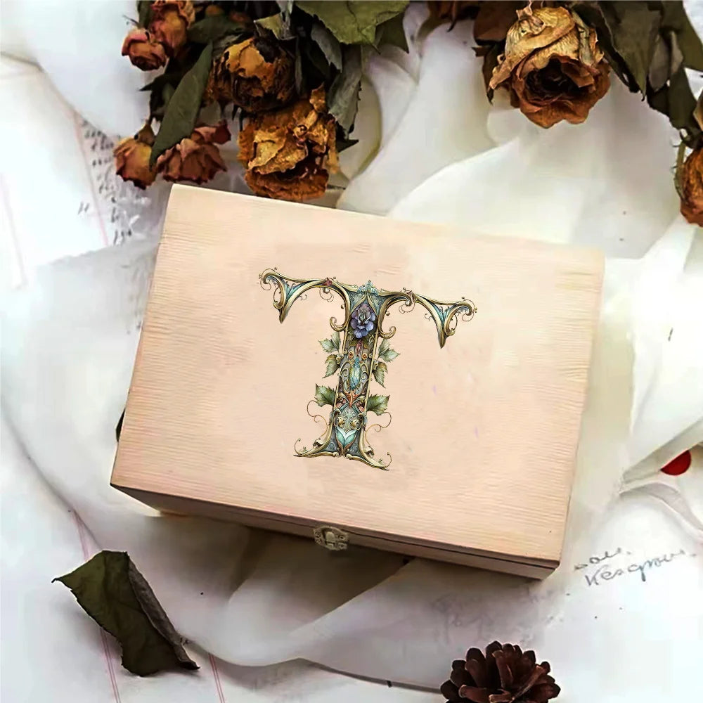 Desktop Wooden Storage Box Higher Quality Gifts Packing Jewelry Case Retro Wooden Storage Organizer Graphic Letter Pattern