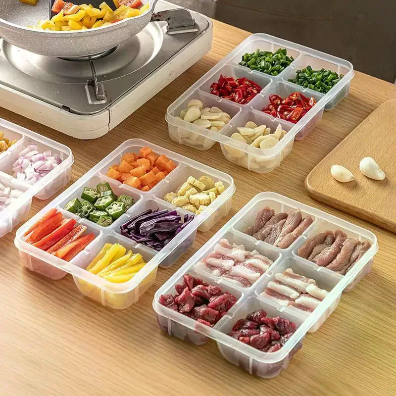 1/3PCS 2/3/6 Grids Refrigerator Storage Boxes With Holes Scallions Meat Fresh Box Food Container Cold Storage Crisper Sealed