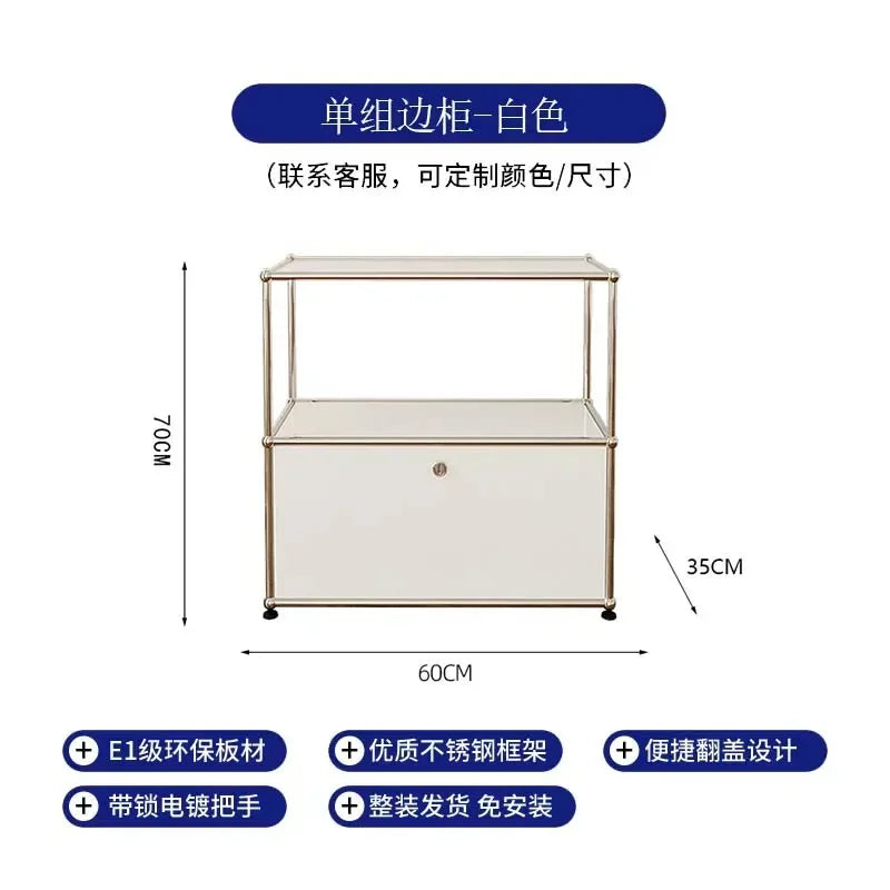 Storage Cabinet Sideboards Cabinet Shelf Module Modular DIY TV Stand Living Room Furniture Stainless Steel Vintage Frame