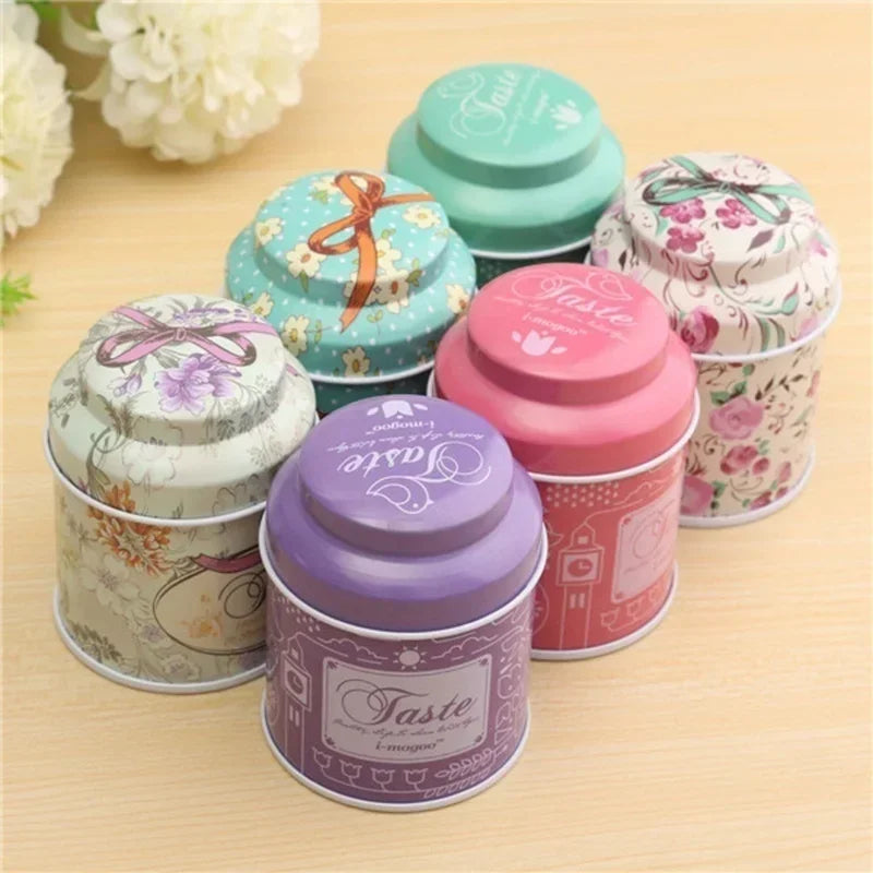 Vintage Palace Iron Storage Can Candy Cosmetics Storage Box Metal Can Tea Coffee Sugar Storage Jars Gift Tea Box Organizer