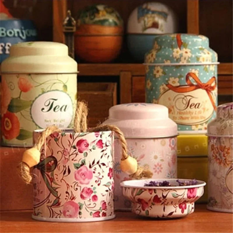 Vintage Palace Iron Storage Can Candy Cosmetics Storage Box Metal Can Tea Coffee Sugar Storage Jars Gift Tea Box Organizer