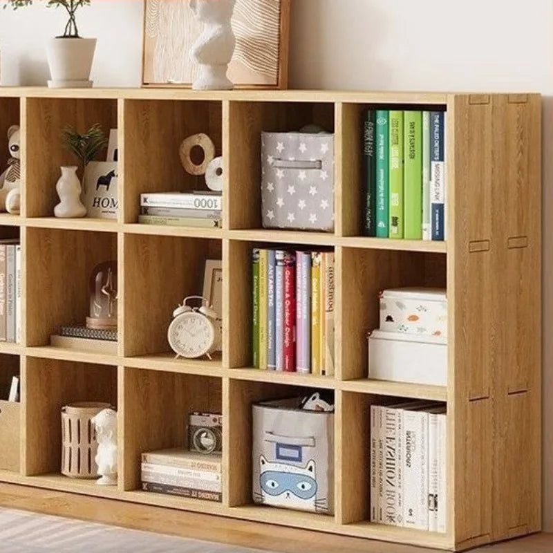 Solid Wood Floor-standing Storage Holders Unpainted Kindergarten Living Room Rack Strong Load-bearing Simple Modern Home Storage