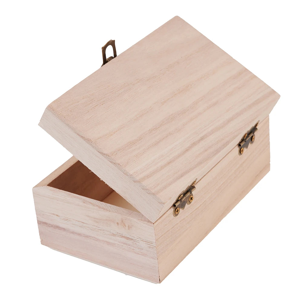 Plain Wooden Square Hinged Storage Boxes Craft Gift Box For Jewelry Case Box Home Sundries Storage Container Christmas Candy Box