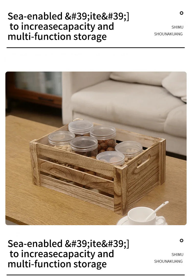 Storage Basket Set Sorting Box Sundries Storage Box Solid Wood Storage Wooden Box Retro Display Thickened Wooden Strips Splicing