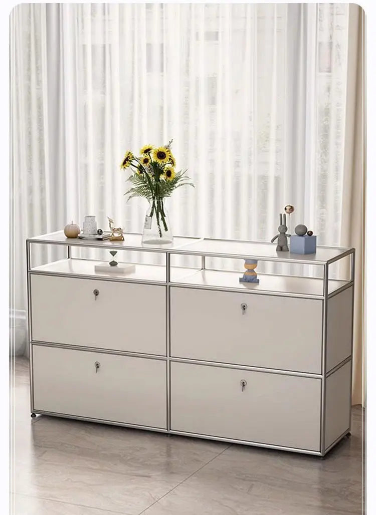 Storage Cabinet Sideboards Cabinet Shelf Module Modular DIY TV Stand Living Room Furniture Stainless Steel Vintage Frame