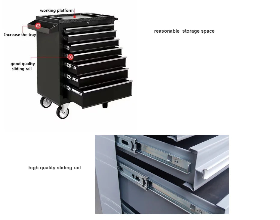 2025Garage Metal Trolly Tool Storage Cabinet Heavy Duty Workshop Roller Drawer Steel Tool Cabinet on Wheels