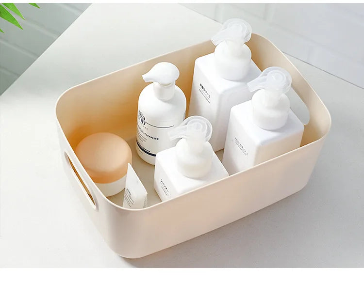 1-piece S-L Dormitory Miscellaneous Storage Box Desktop Cosmetic Storage Box Bathroom Kitchen Bedroom Plastic Storage Basket