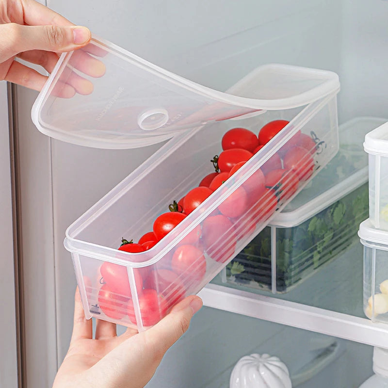 Noodle Storage Box Plastic Spaghetti Preservation Box Food Holder Fresh-keeping Sealed Green Oonion Container Box Kitchen Fridge