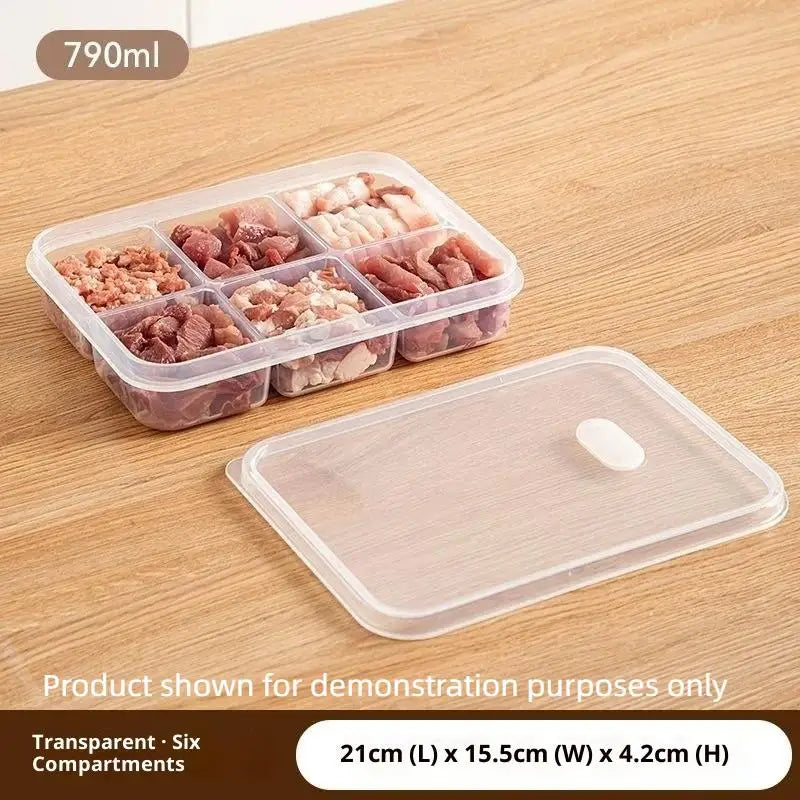 Refrigerator Storage Box Packed Meal Crisper Food Grade Sealed Food Meat 2/4/6 Compartment Refrigerated Storage Box