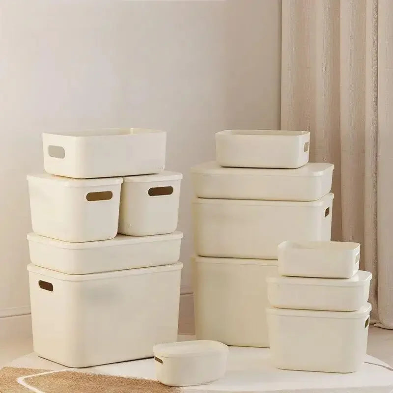 Ins Style Storage Box with Lid Dustproof Cosmetics Clothing Grocery Storage Bedroom Dormitory Storage Box Toy