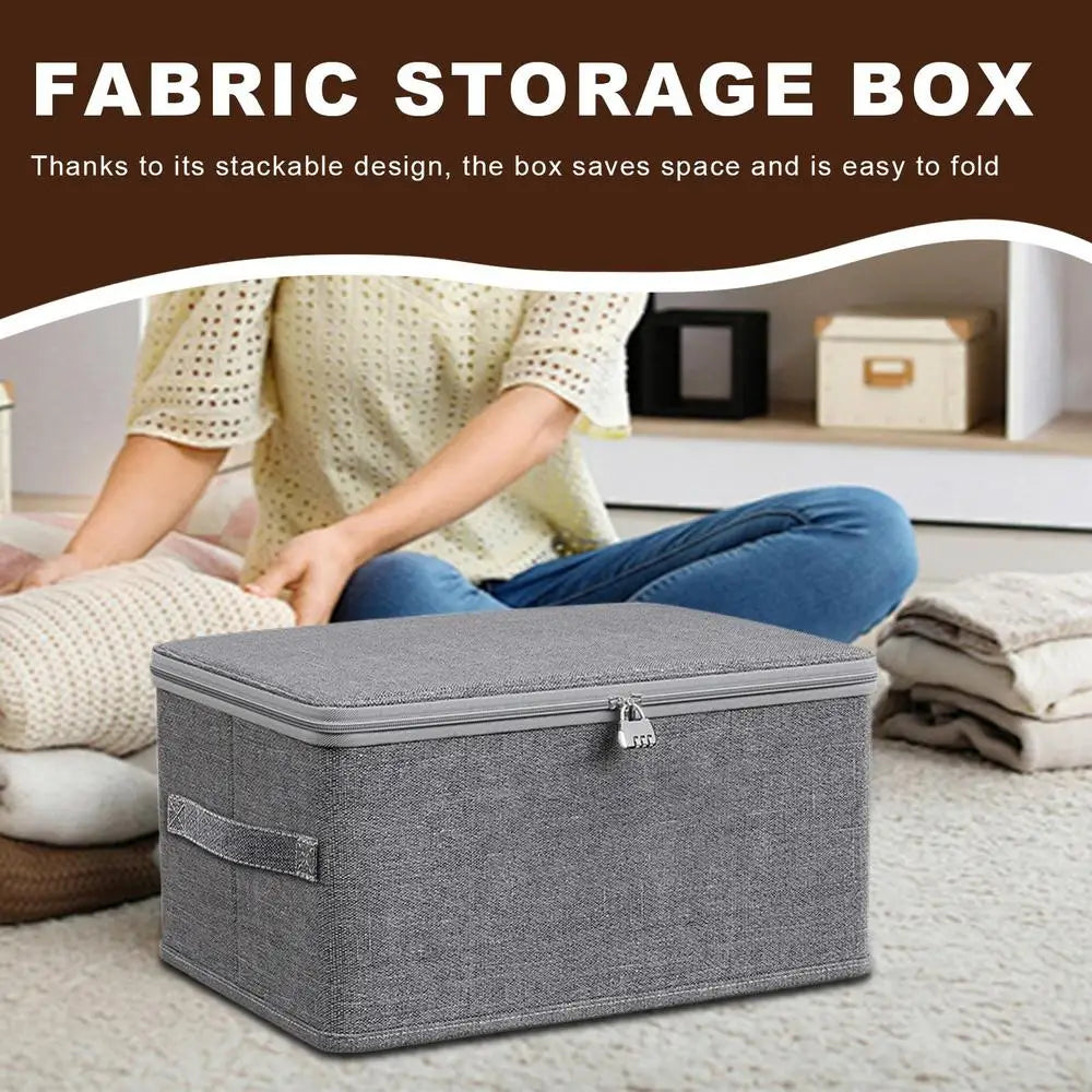 Large Storage Box with Lock Stackable Storage Container Secure with Handle Locking Organizing Bin Washable Shelf Baskets for