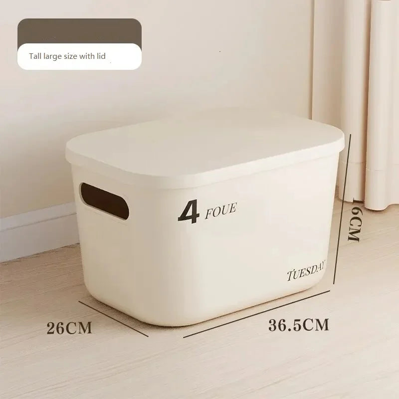 Ins Style Storage Box with Lid Dustproof Cosmetics Clothing Grocery Storage Bedroom Dormitory Storage Box Toy