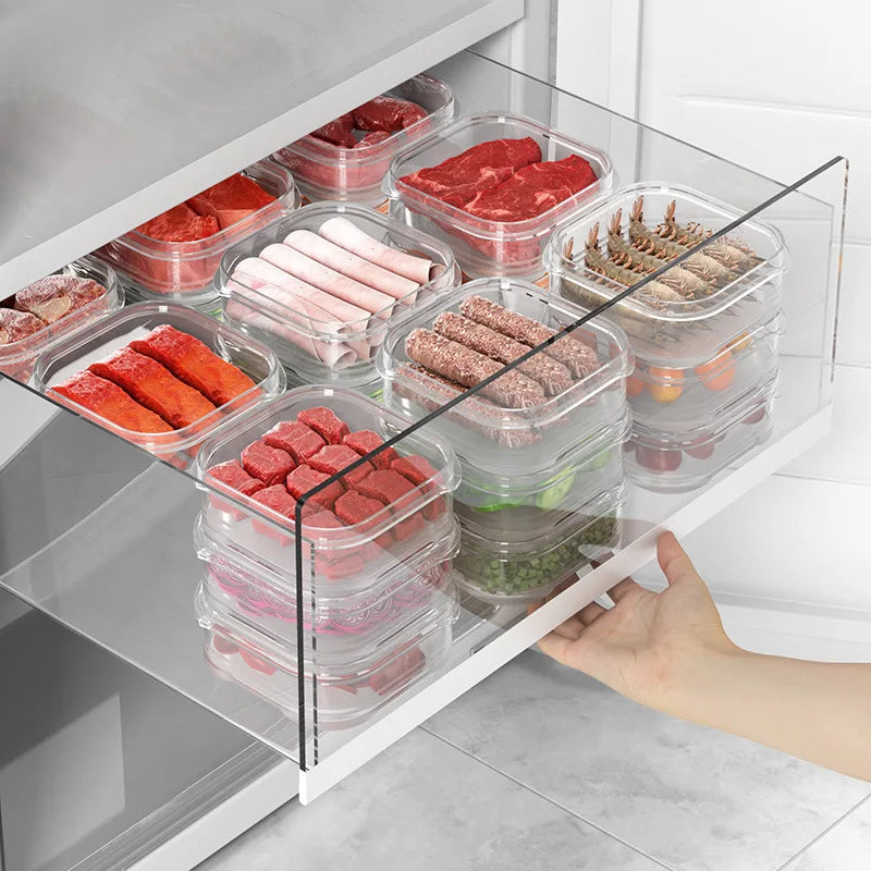 Food Fresh Box with Lid Refrigerator Storage Box Meat Vegetable Sealed Container Ginger Garlic Sub-Packed Boxes Kitchen Supplies