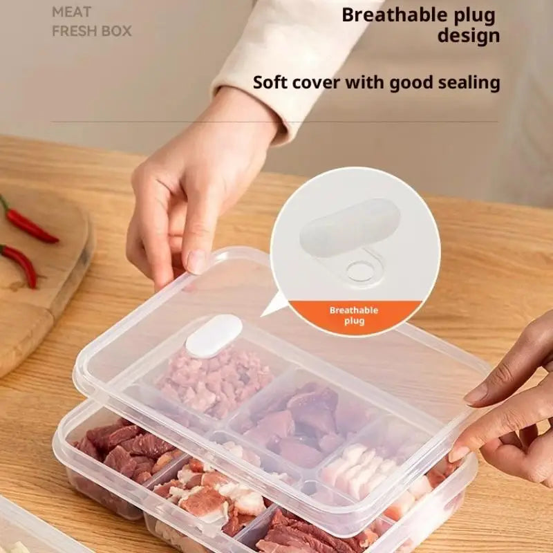 Refrigerator Food Storage Containers, Suitable For Meat And Other Food, Food-grade Airtight Containers, 2/4/6 Compartments.