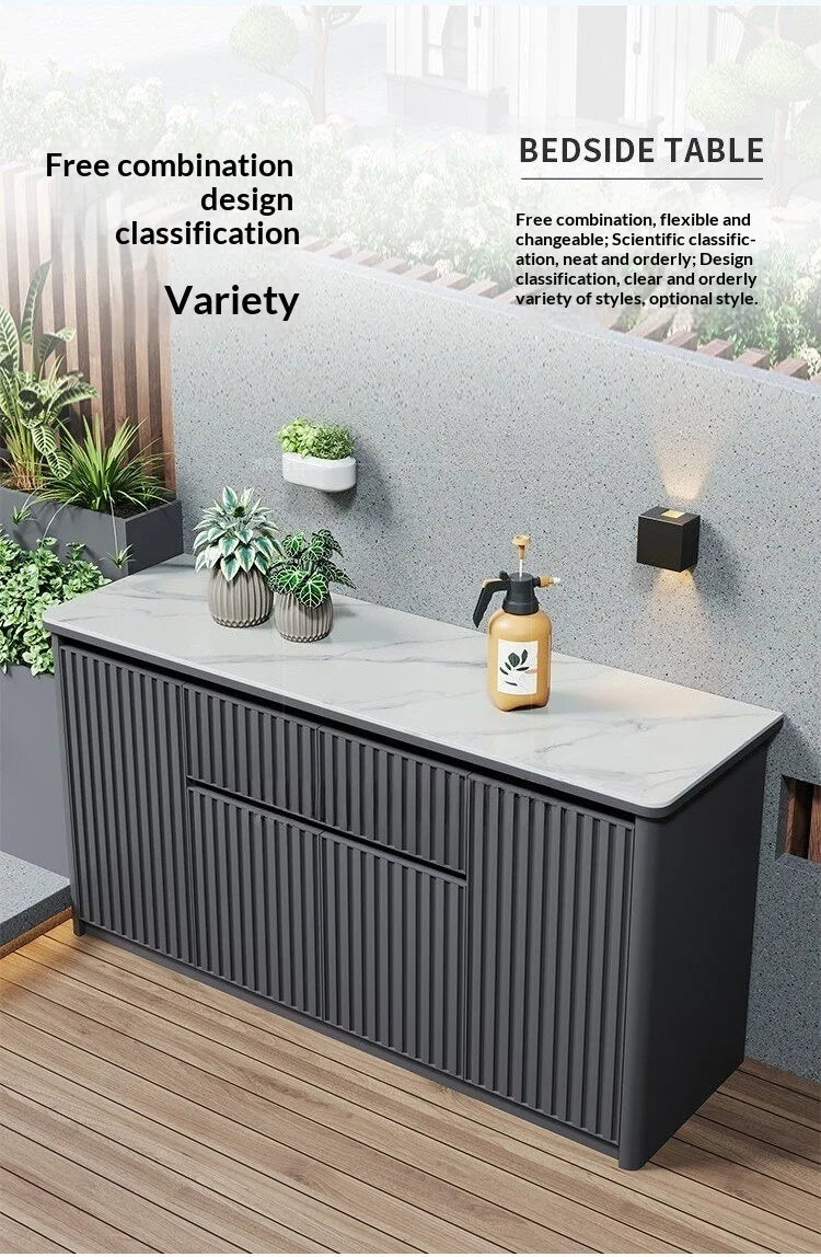 Outdoor aluminum alloy storage cabinet for balconies, patios, waterproof and sun-proof, suitable for storing miscellaneous items