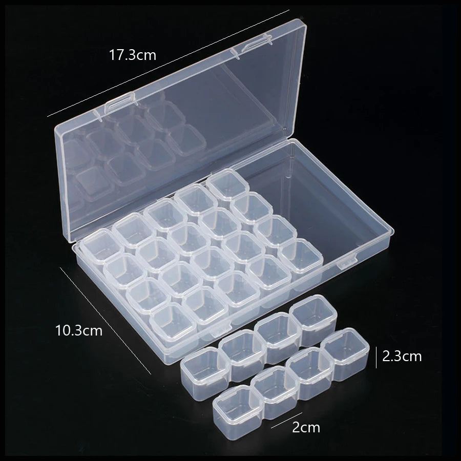 Clear Storage Box 28 Grids Separate Slots Jewelry Beads Nail Art Rhinestones Organizer Display Case for Craft Tools