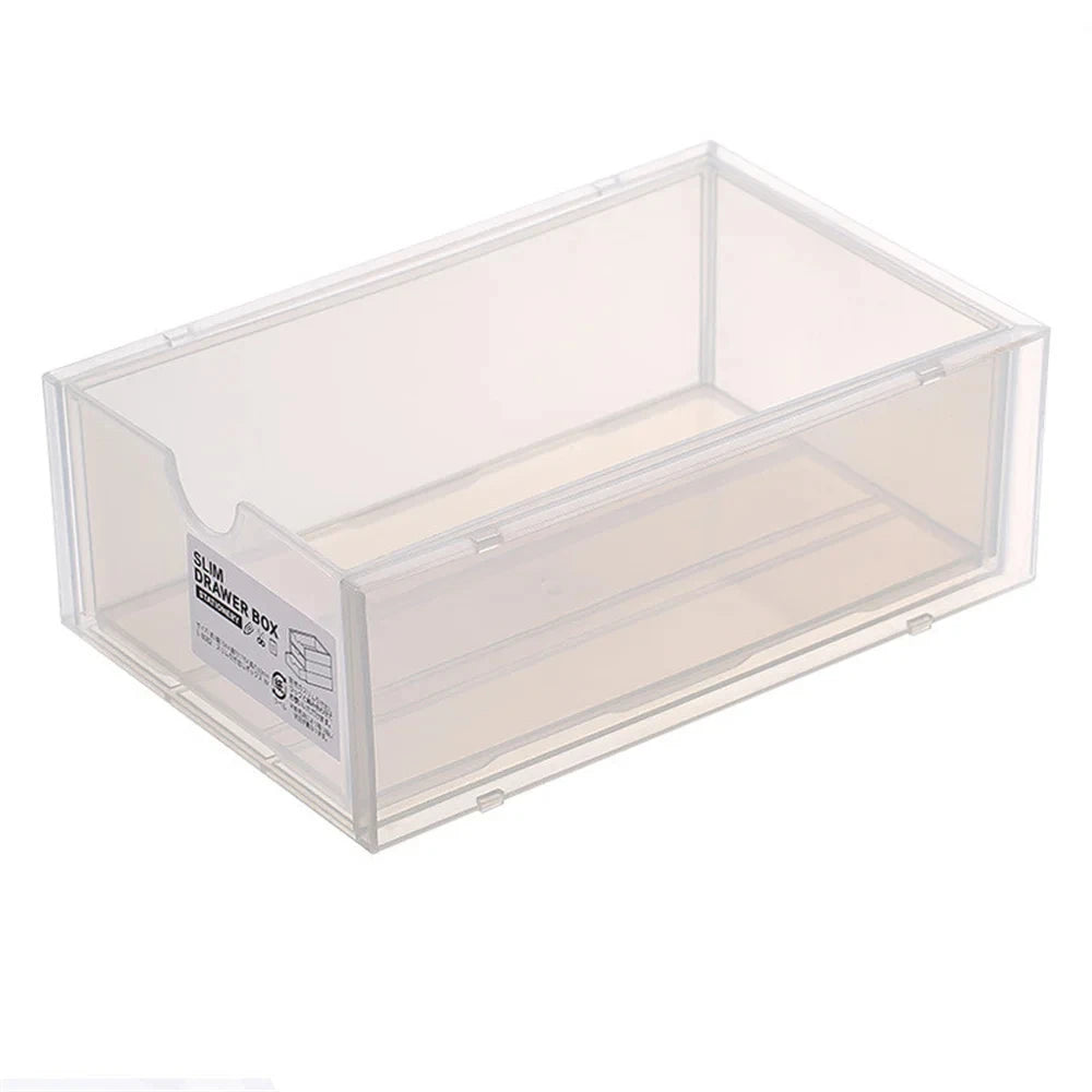 Desktop storage boxes, cosmetics storage, and office stationery storage cabinets can be stacked and combined for drawer storage