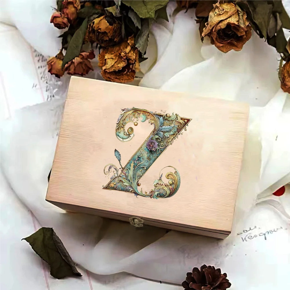 Desktop Wooden Storage Box Higher Quality Gifts Packing Jewelry Case Retro Wooden Storage Organizer Graphic Letter Pattern