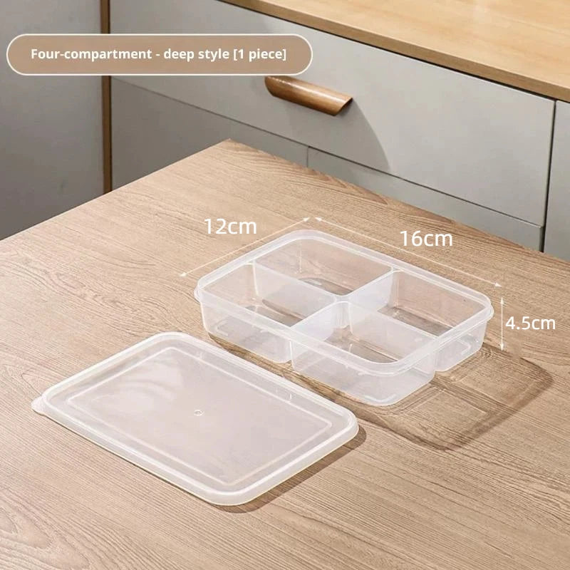 Refrigerator Storage Box Packed Meal Crisper Food Grade Sealed Food Meat 2/4/6 Compartment Refrigerated Storage Box