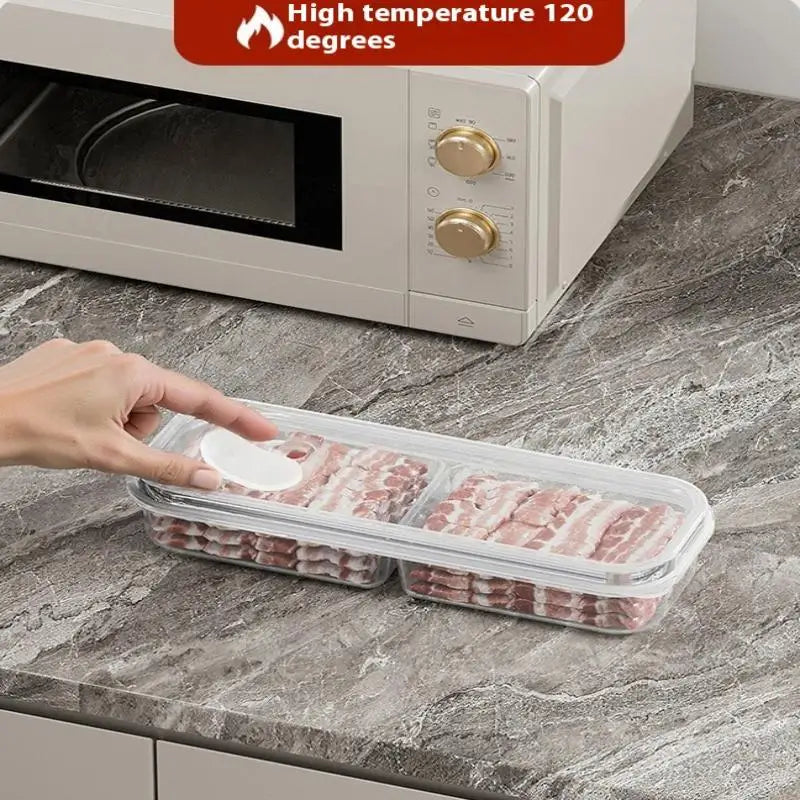 1/3PCS 2/3/6 Grids Refrigerator Storage Boxes With Holes Scallions Meat Fresh Box Food Container Cold Storage Crisper Sealed